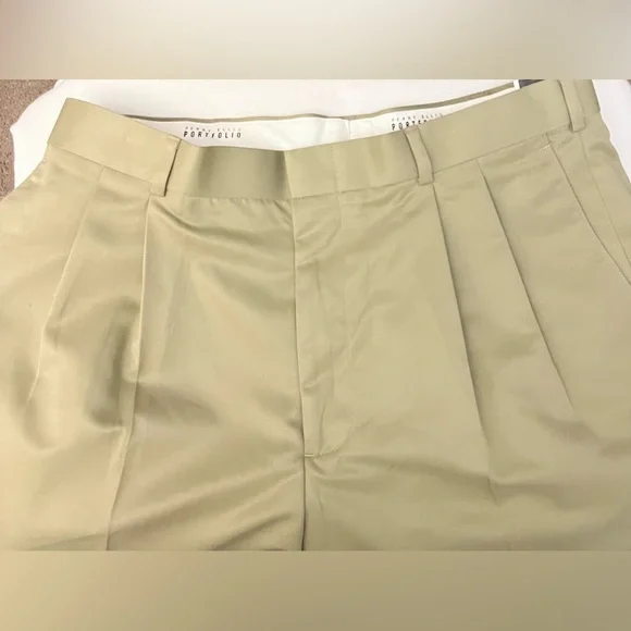 Perry Ellis Portfolio Pants. Pleated, Khaki, 36x30 New with tags comfort waist - Picture 6 of 12